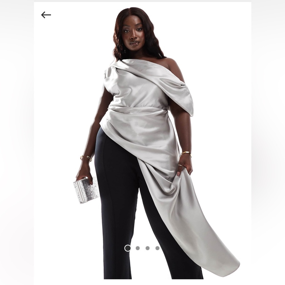 ASOS Silver Asymmetrical Top Blouse